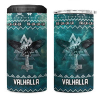 Viking Valhalla Christmas 4 in 1 Can Cooler Tumbler with Norse Symbols Raven and Fa La La La Design - Wonder Print Shop