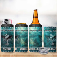 Viking Valhalla Christmas 4 in 1 Can Cooler Tumbler with Norse Symbols Raven and Fa La La La Design - Wonder Print Shop