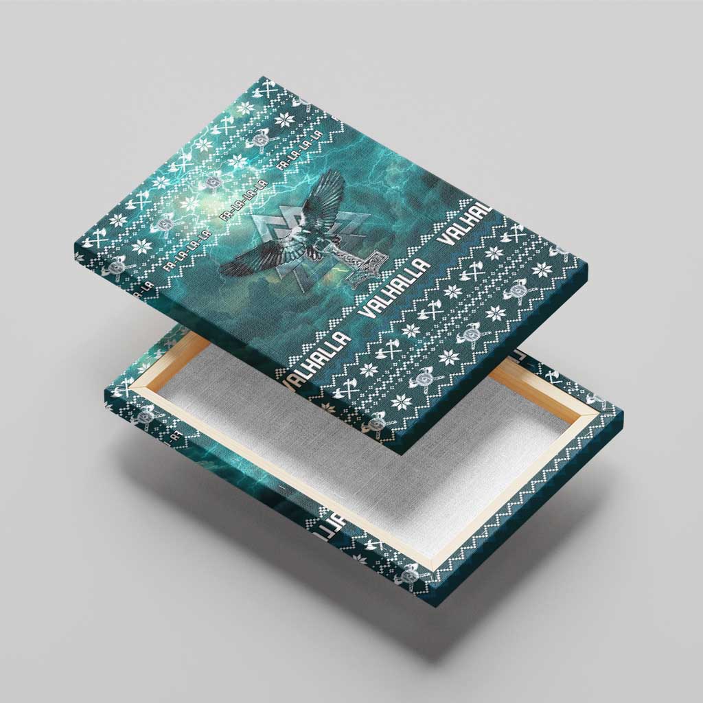 Viking Valhalla Christmas Canvas Wall Art with Norse Symbols Raven and Fa La La La Design - Wonder Print Shop