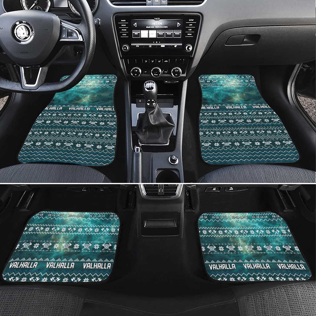 Viking Valhalla Christmas Car Mats with Norse Symbols Raven and Fa La La La Design - Wonder Print Shop
