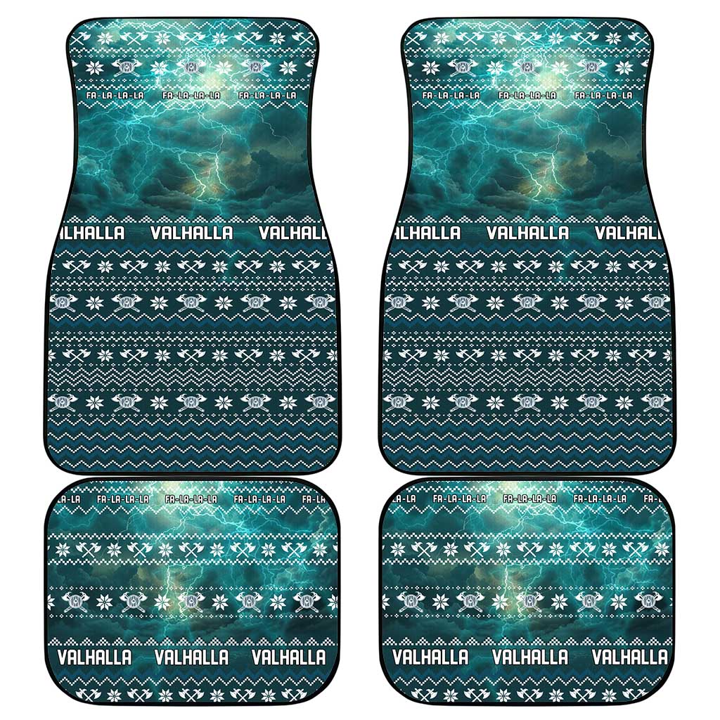 Viking Valhalla Christmas Car Mats with Norse Symbols Raven and Fa La La La Design - Wonder Print Shop