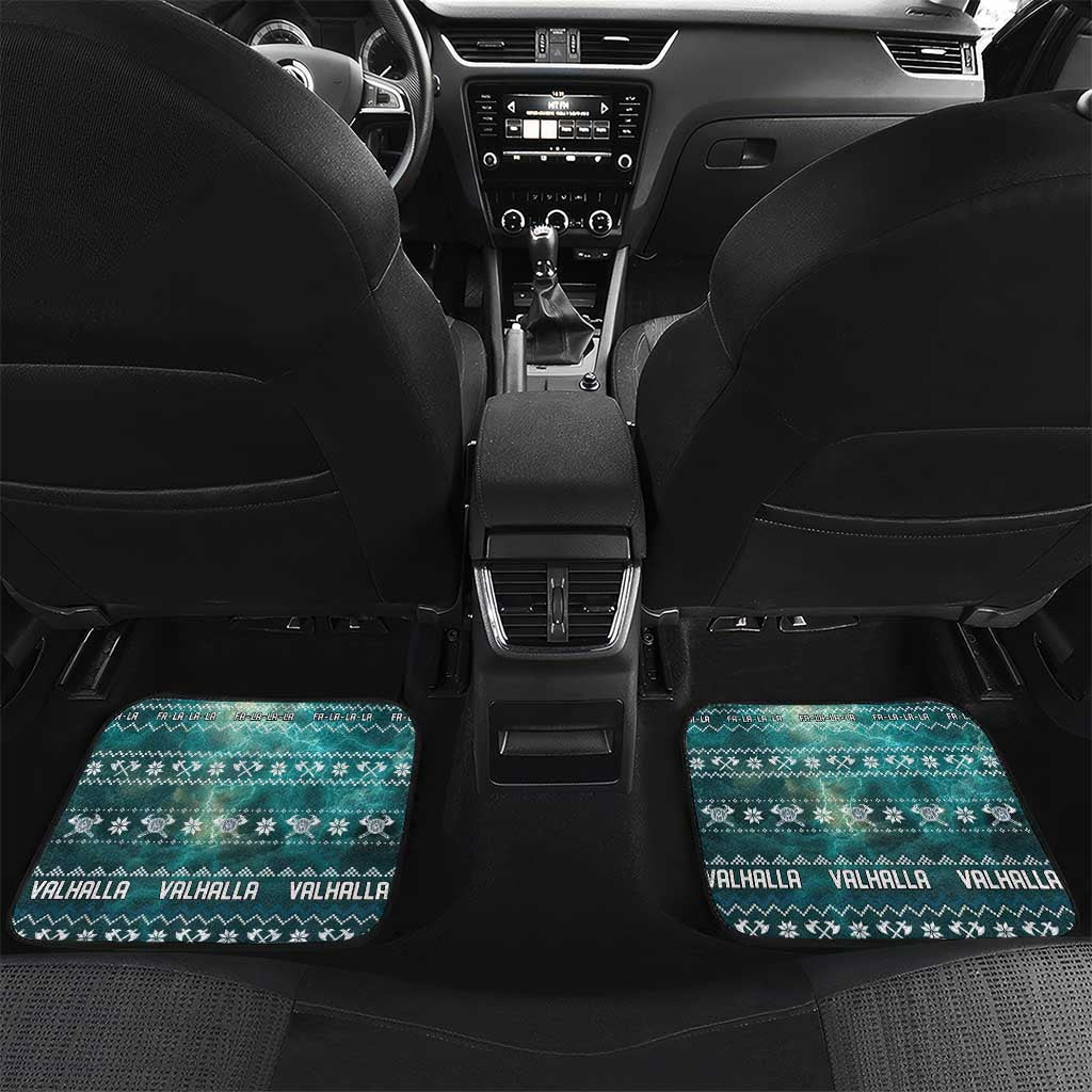 Viking Valhalla Christmas Car Mats with Norse Symbols Raven and Fa La La La Design - Wonder Print Shop