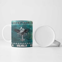 Viking Valhalla Christmas Ceramic Mug with Norse Symbols Raven and Fa La La La Design - Wonder Print Shop