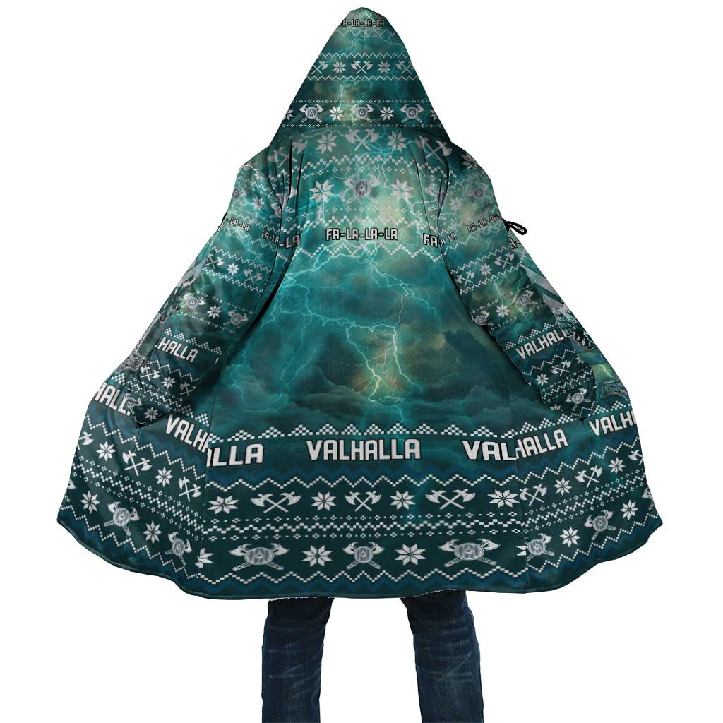 Viking Valhalla Christmas Cloak with Norse Symbols Raven and Fa La La La Design - Wonder Print Shop