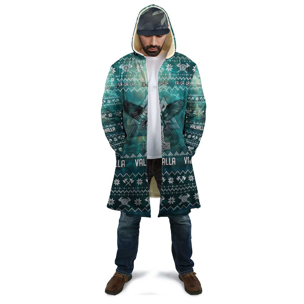 Viking Valhalla Christmas Cloak with Norse Symbols Raven and Fa La La La Design - Wonder Print Shop