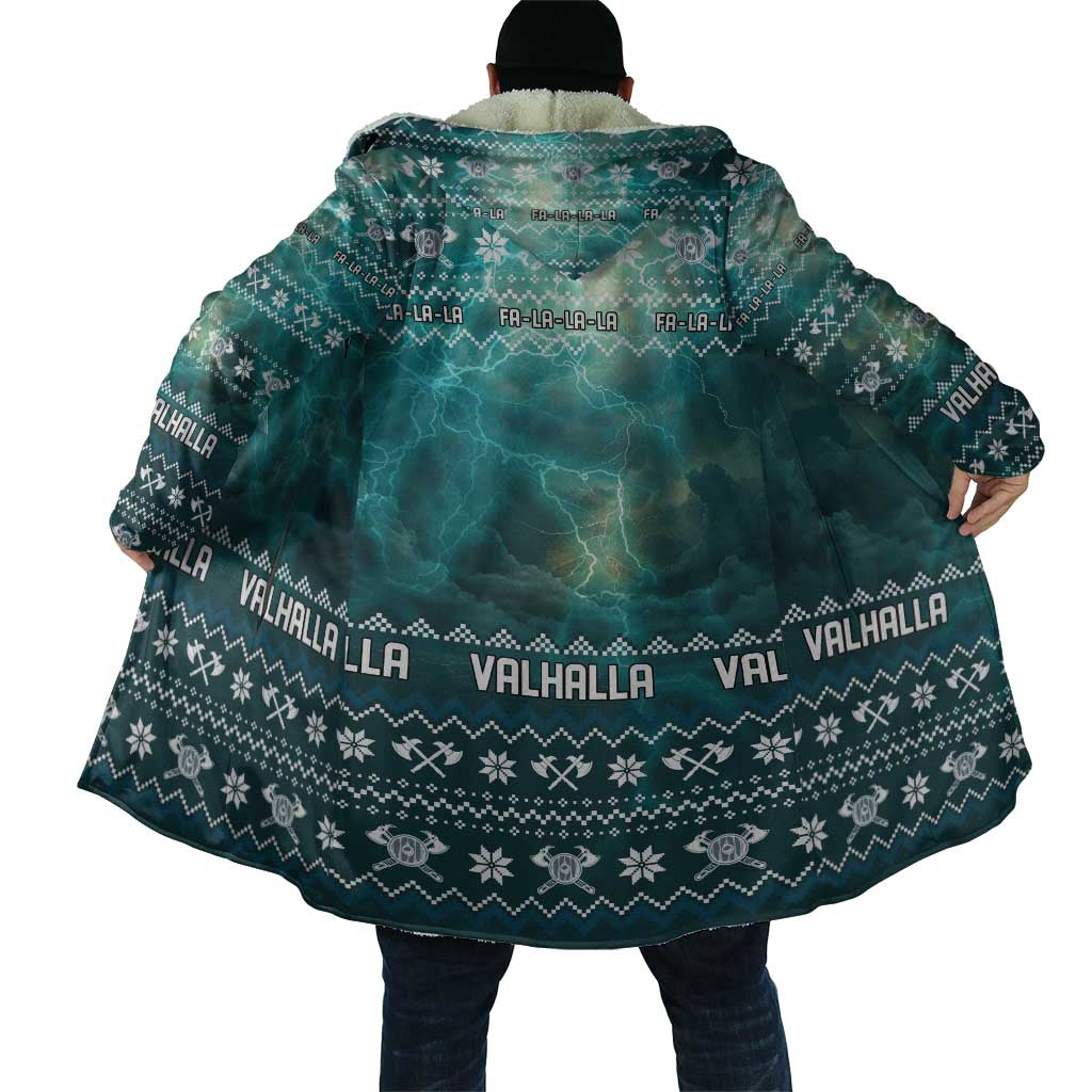 Viking Valhalla Christmas Cloak with Norse Symbols Raven and Fa La La La Design - Wonder Print Shop