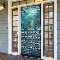 Viking Valhalla Christmas Door Cover with Norse Symbols Raven and Fa La La La Design - Wonder Print Shop