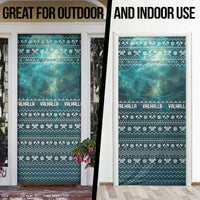Viking Valhalla Christmas Door Cover with Norse Symbols Raven and Fa La La La Design - Wonder Print Shop