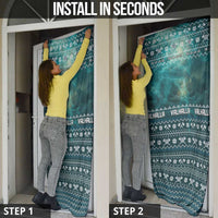 Viking Valhalla Christmas Door Cover with Norse Symbols Raven and Fa La La La Design - Wonder Print Shop