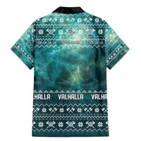 Viking Valhalla Christmas Family Matching Mermaid Dress and Hawaiian Shirt with Norse Symbols Raven and Fa La La La Design - Wonder Print Shop
