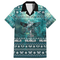 Viking Valhalla Christmas Family Matching Summer Maxi Dress and Hawaiian Shirt with Norse Symbols Raven and Fa La La La Design - Wonder Print Shop