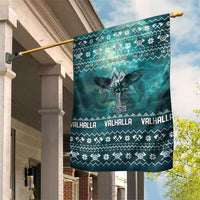 Viking Valhalla Christmas Garden Flag with Norse Symbols Raven and Fa La La La Design - Wonder Print Shop