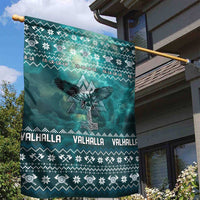 Viking Valhalla Christmas Garden Flag with Norse Symbols Raven and Fa La La La Design - Wonder Print Shop