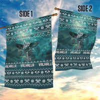 Viking Valhalla Christmas Garden Flag with Norse Symbols Raven and Fa La La La Design - Wonder Print Shop