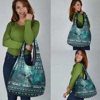 Viking Valhalla Christmas Grocery Bag with Norse Symbols Raven and Fa La La La Design - Wonder Print Shop