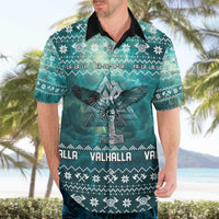 Viking Valhalla Christmas Hawaiian Shirt with Norse Symbols Raven and Fa La La La Design - Wonder Print Shop