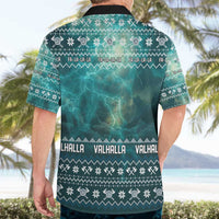 Viking Valhalla Christmas Hawaiian Shirt with Norse Symbols Raven and Fa La La La Design - Wonder Print Shop