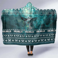 Viking Valhalla Christmas Hooded Blanket with Norse Symbols Raven and Fa La La La Design - Wonder Print Shop