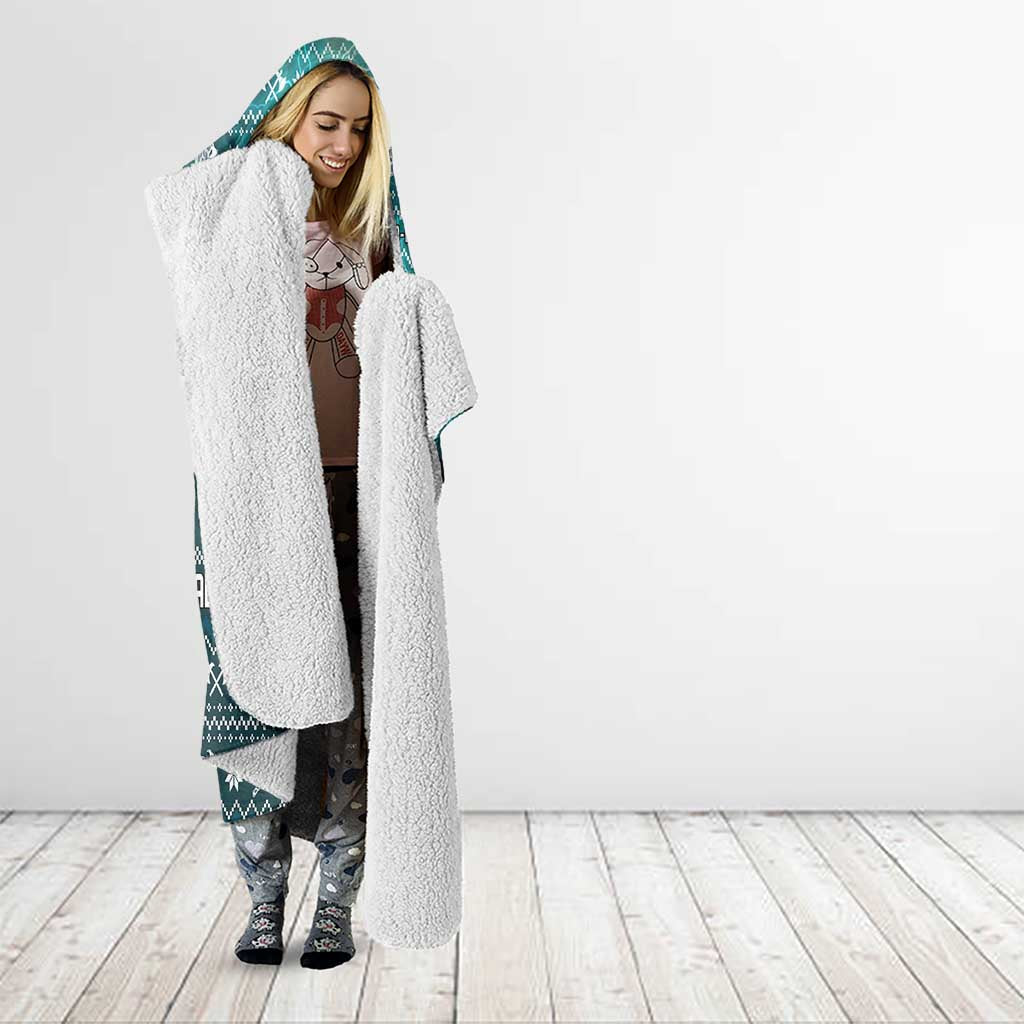 Viking Valhalla Christmas Hooded Blanket with Norse Symbols Raven and Fa La La La Design - Wonder Print Shop