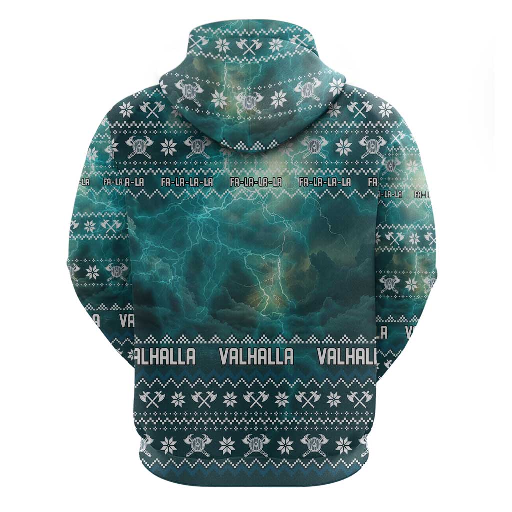 Viking Valhalla Christmas Hoodie with Norse Symbols Raven and Fa La La La Design - Wonder Print Shop