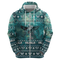 Viking Valhalla Christmas Hoodie with Norse Symbols Raven and Fa La La La Design - Wonder Print Shop