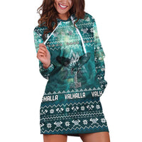 Viking Valhalla Christmas Hoodie Dress with Norse Symbols Raven and Fa La La La Design - Wonder Print Shop