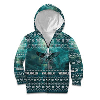 Viking Valhalla Christmas Kid Hoodie with Norse Symbols Raven and Fa La La La Design - Wonder Print Shop