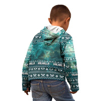 Viking Valhalla Christmas Kid Hoodie with Norse Symbols Raven and Fa La La La Design - Wonder Print Shop