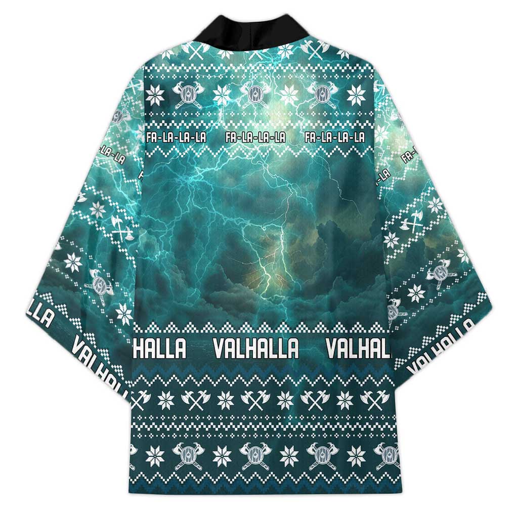 Viking Valhalla Christmas Kimono with Norse Symbols Raven and Fa La La La Design - Wonder Print Shop