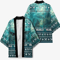 Viking Valhalla Christmas Kimono with Norse Symbols Raven and Fa La La La Design - Wonder Print Shop