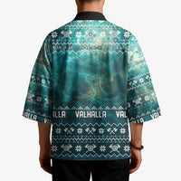 Viking Valhalla Christmas Kimono with Norse Symbols Raven and Fa La La La Design - Wonder Print Shop