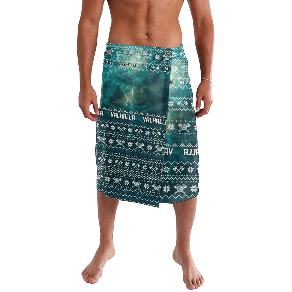 Viking Valhalla Christmas Lavalava with Norse Symbols Raven and Fa La La La Design - Wonder Print Shop