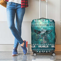 Viking Valhalla Christmas Luggage Cover with Norse Symbols Raven and Fa La La La Design - Wonder Print Shop