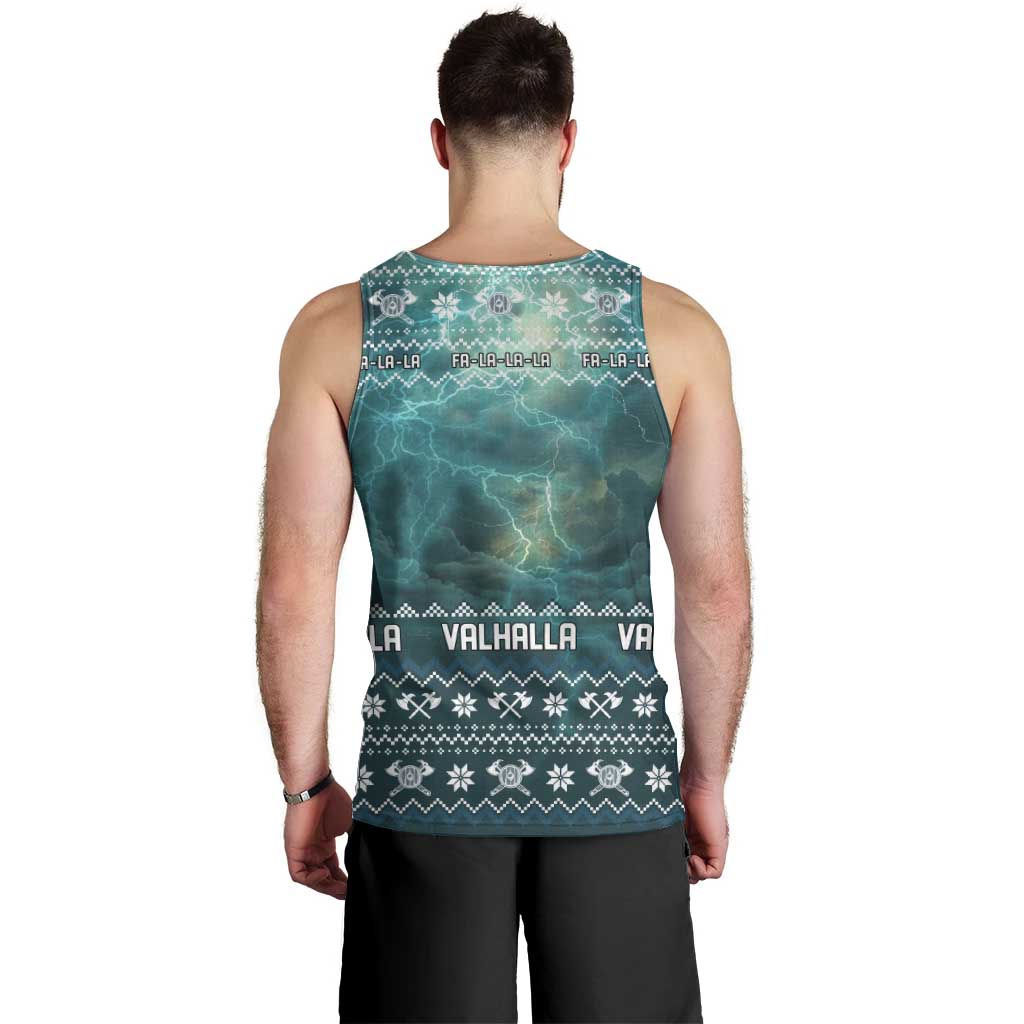 Viking Valhalla Christmas Men Tank Top with Norse Symbols Raven and Fa La La La Design - Wonder Print Shop