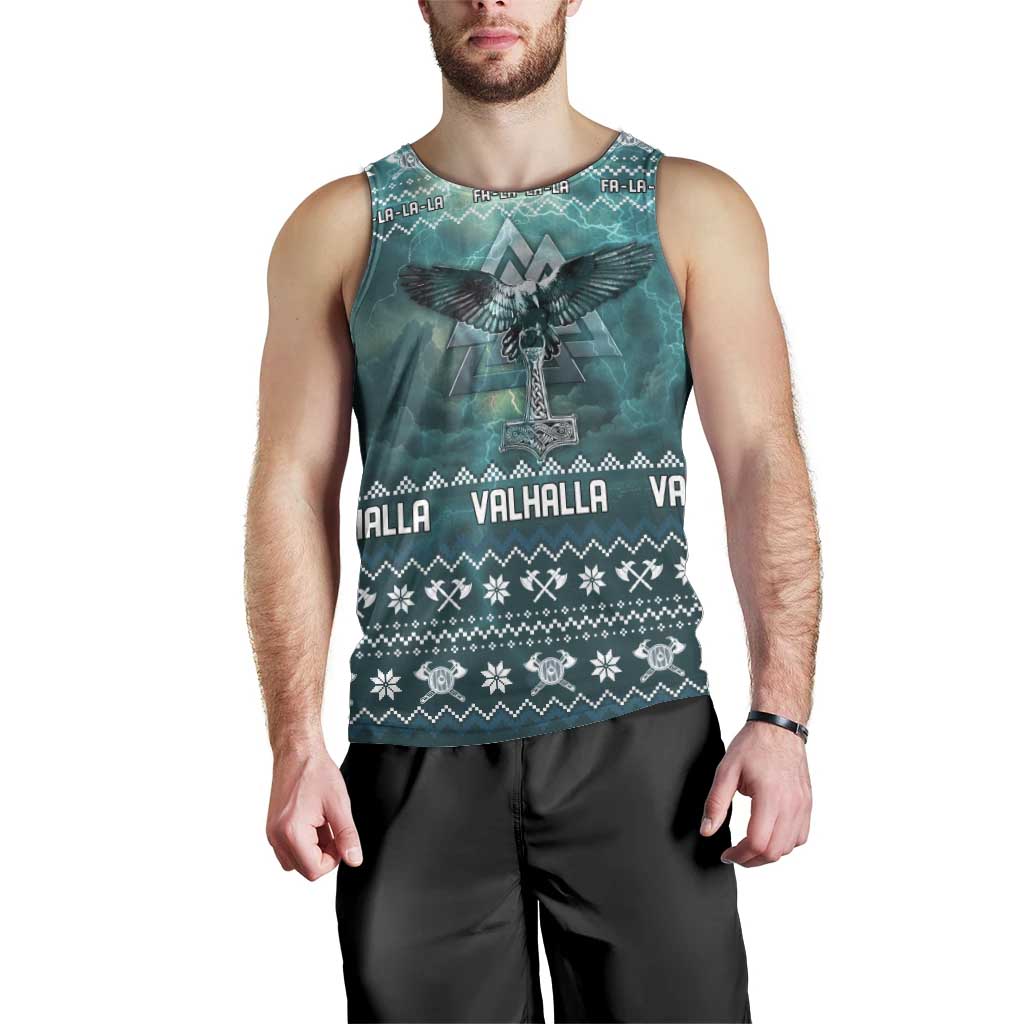 Viking Valhalla Christmas Men Tank Top with Norse Symbols Raven and Fa La La La Design - Wonder Print Shop