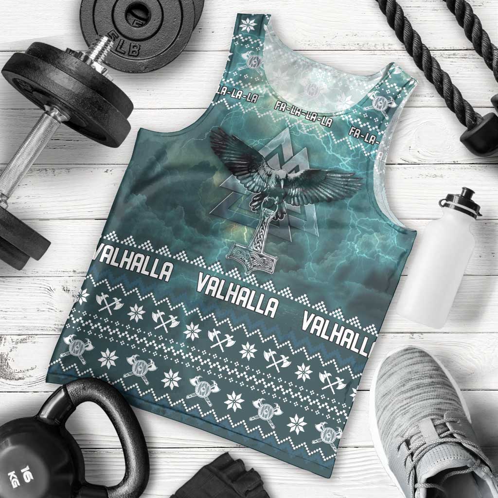 Viking Valhalla Christmas Men Tank Top with Norse Symbols Raven and Fa La La La Design - Wonder Print Shop