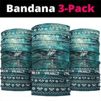 Viking Valhalla Christmas Neck Gaiter with Norse Symbols Raven and Fa La La La Design - Wonder Print Shop
