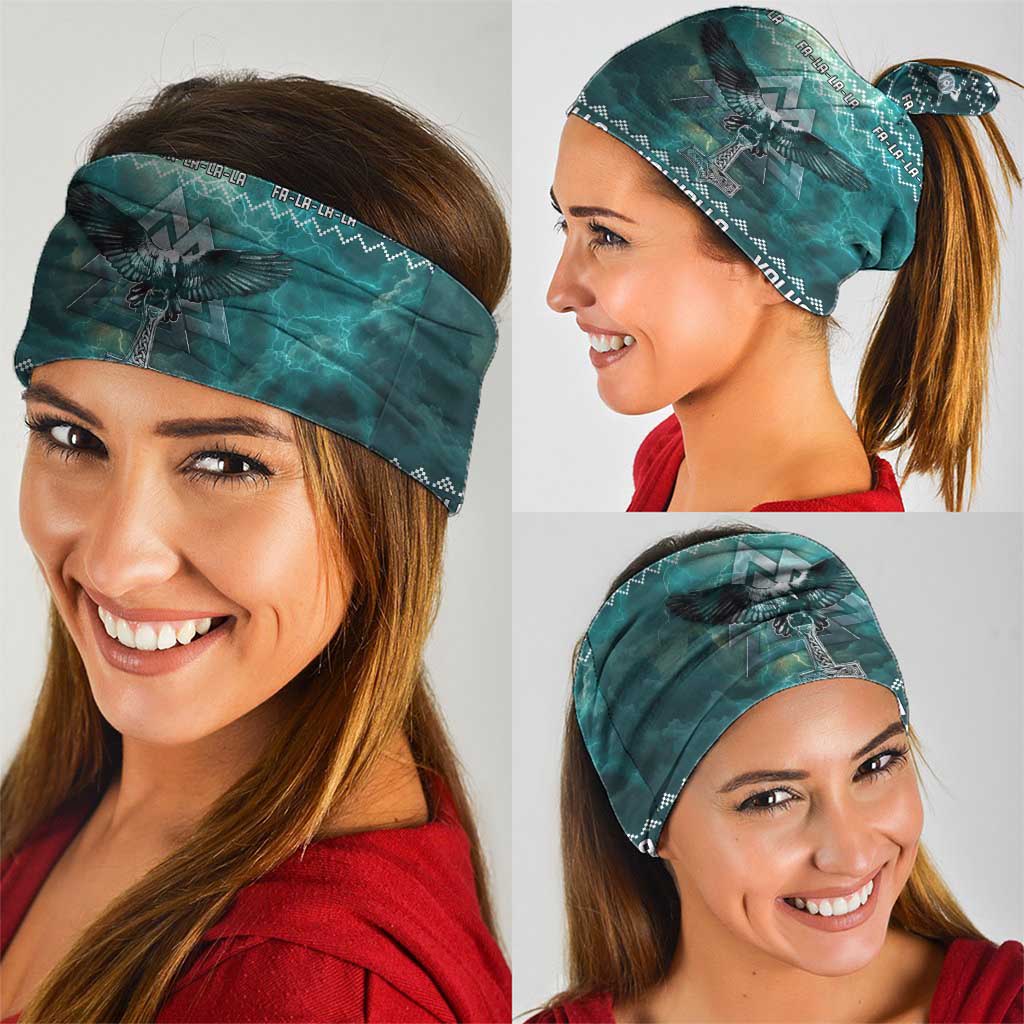 Viking Valhalla Christmas Neck Gaiter with Norse Symbols Raven and Fa La La La Design - Wonder Print Shop