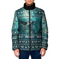 Viking Valhalla Christmas Padded Jacket with Norse Symbols Raven and Fa La La La Design - Wonder Print Shop