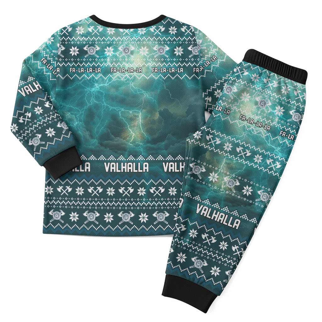 Viking Valhalla Christmas Pajama Set with Norse Symbols Raven and Fa La La La Design - Wonder Print Shop