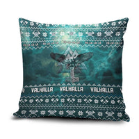 Viking Valhalla Christmas Pillow Cover with Norse Symbols Raven and Fa La La La Design - Wonder Print Shop