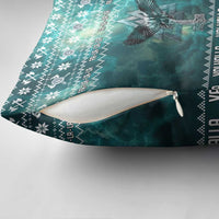 Viking Valhalla Christmas Pillow Cover with Norse Symbols Raven and Fa La La La Design - Wonder Print Shop