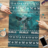 Viking Valhalla Christmas Puzzle with Norse Symbols Raven and Fa La La La Design - Wonder Print Shop