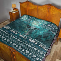 Viking Valhalla Christmas Quilt with Norse Symbols Raven and Fa La La La Design - Wonder Print Shop