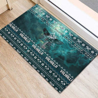 Viking Valhalla Christmas Rubber Doormat with Norse Symbols Raven and Fa La La La Design - Wonder Print Shop