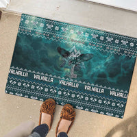 Viking Valhalla Christmas Rubber Doormat with Norse Symbols Raven and Fa La La La Design - Wonder Print Shop