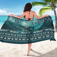 Viking Valhalla Christmas Sarong with Norse Symbols Raven and Fa La La La Design - Wonder Print Shop