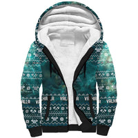 Viking Valhalla Christmas Sherpa Hoodie with Norse Symbols Raven and Fa La La La Design - Wonder Print Shop
