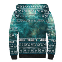 Viking Valhalla Christmas Sherpa Hoodie with Norse Symbols Raven and Fa La La La Design - Wonder Print Shop