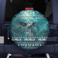 Viking Valhalla Christmas Spare Tire Cover with Norse Symbols Raven and Fa La La La Design - Wonder Print Shop